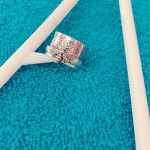 Sterling Silver spinner bumblebee honeycomb ring
